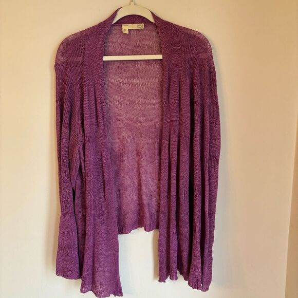 Eileen Fisher Women’s Italian yarn 100% linen open front cardigan sweater 2XL! - Picture 1 of 13